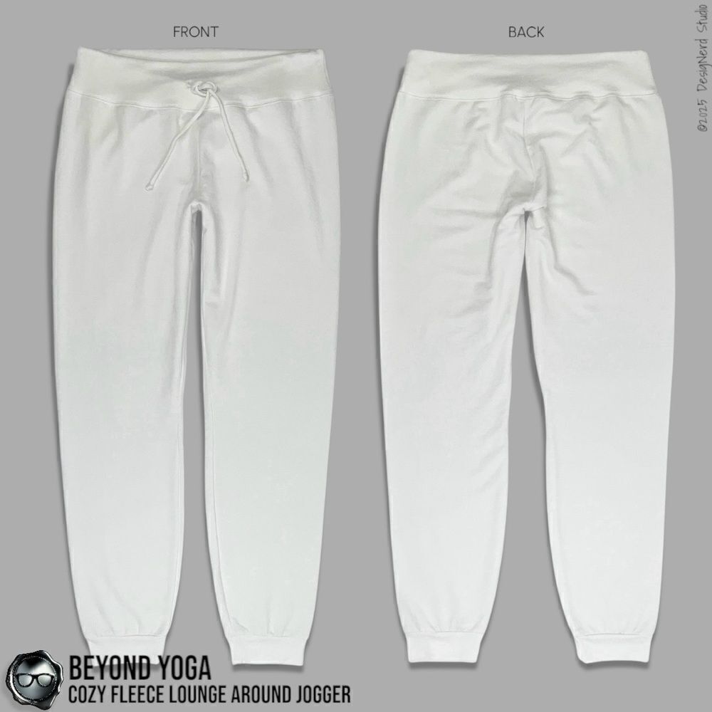 BEYOND YOGA COZY FLEECE LOUNGE AROUND MIDI JOGGER SWEATPANTS IN WHITE MODAL XL - Picture 10 of 10